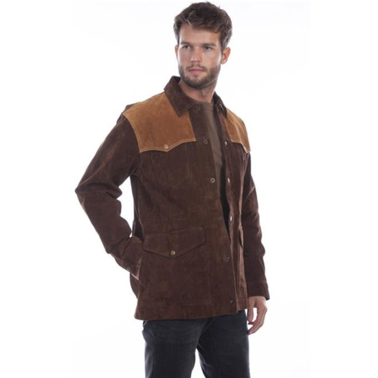 Scully® Men's Ranch Style Two-Toned Suede Chocolate Snap Coat 1099-86