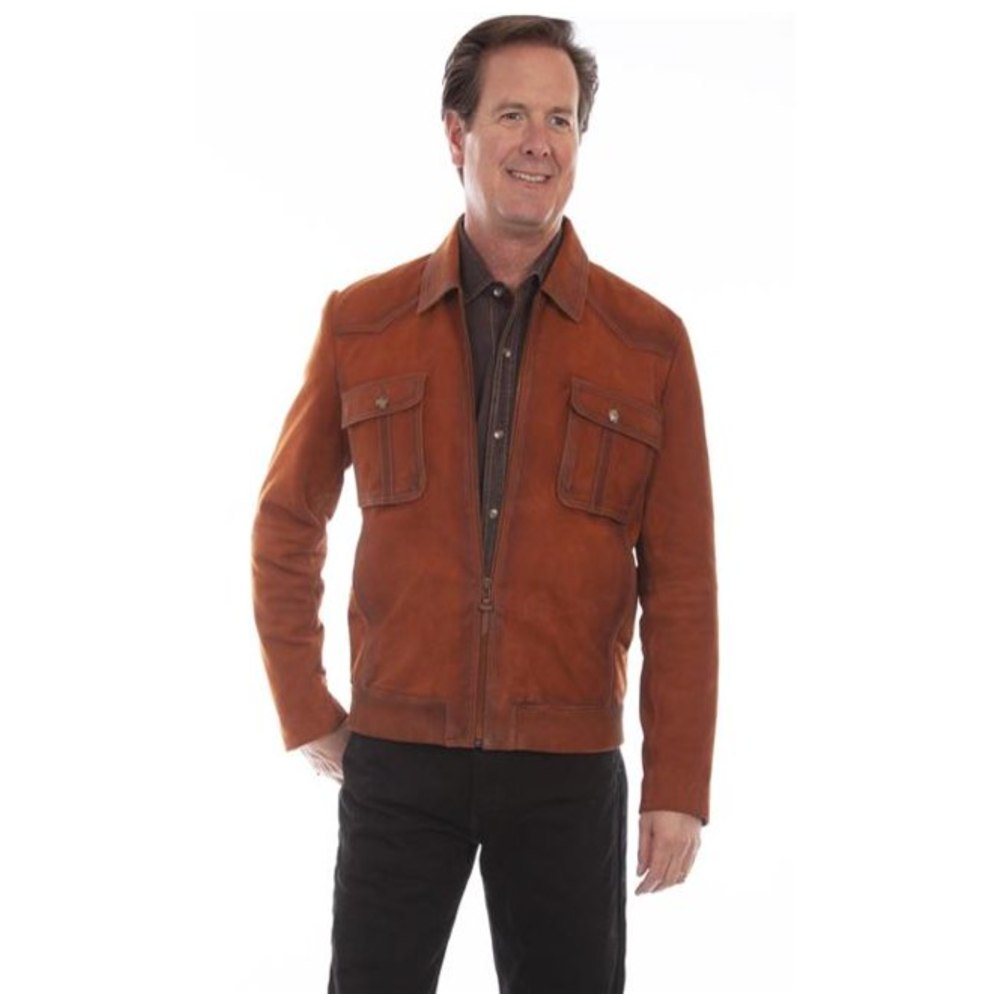 Scully® Men's Rugged Lamb Copper Suede Zip Front Jacket 1065-305