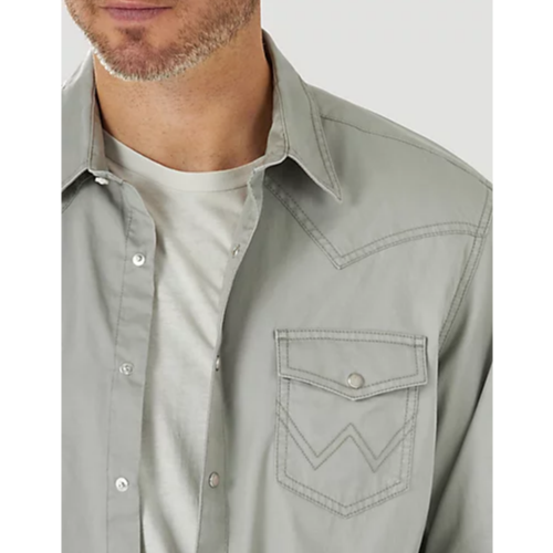 Wrangler® Retro Premium Modern Fit Grey Western Snap Shirt 112314971