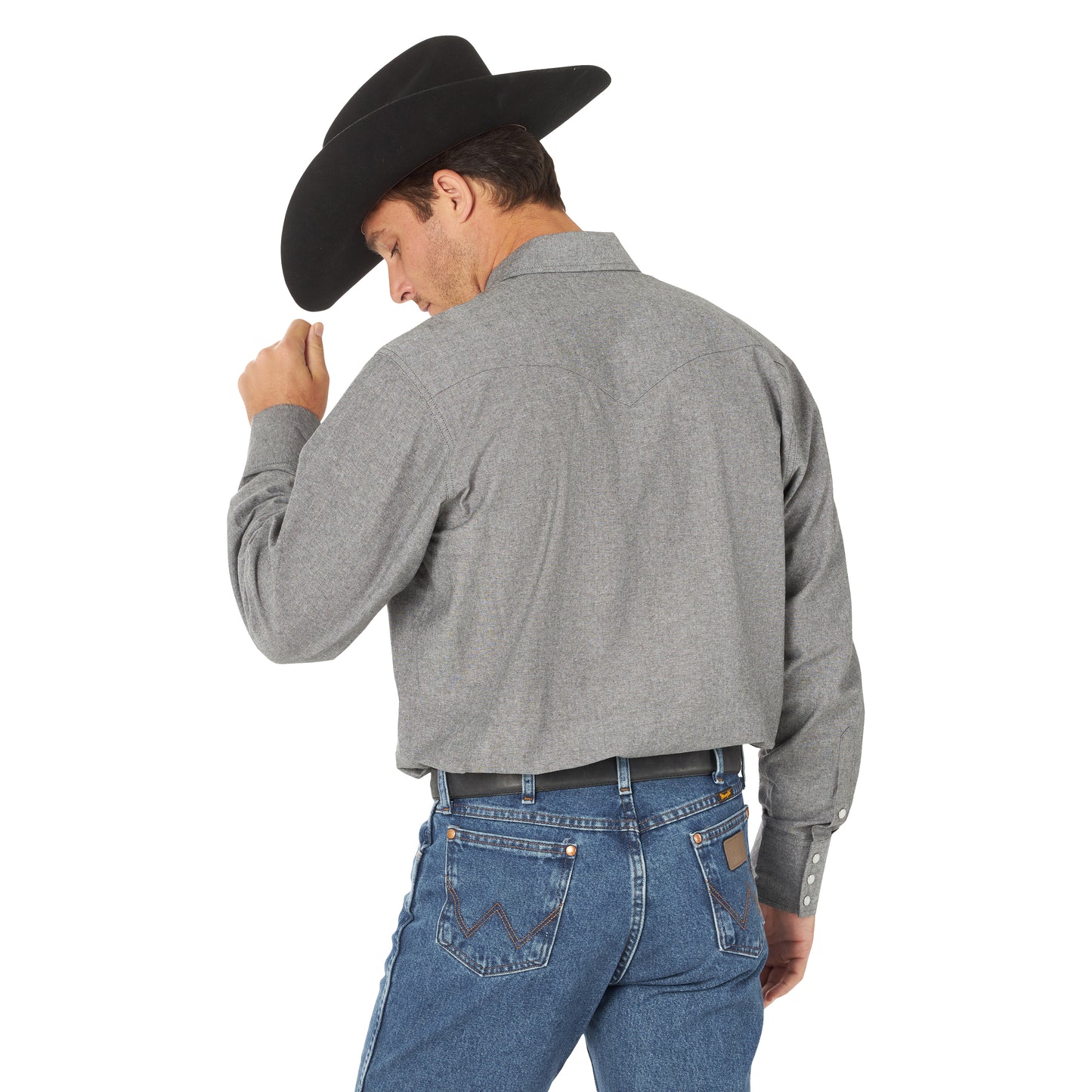 Wrangler Men's Cowboy Cut Chambray Moonlight Button Down Shirt 112316691