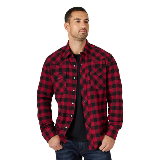 Wrangler® Men's Modern Red Flannel Snap Button Shirt 112318785