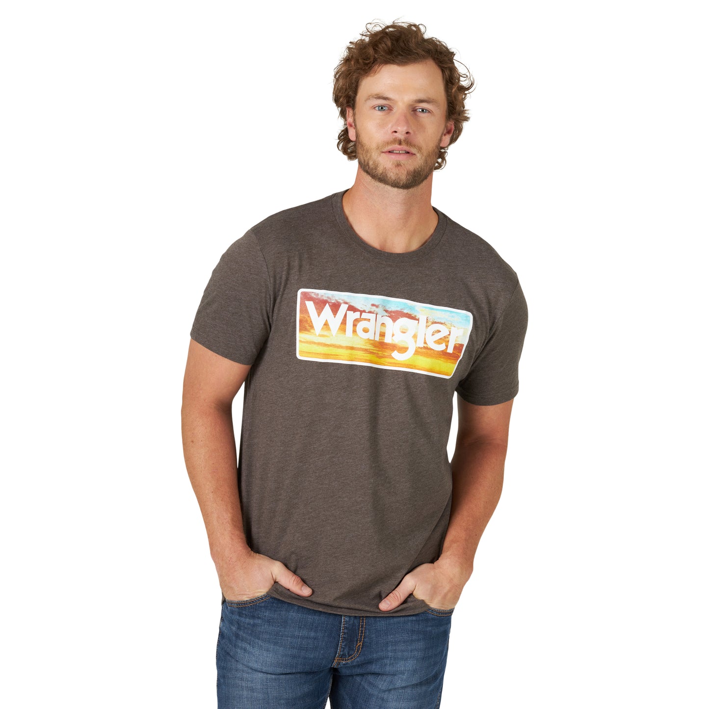 Wrangler® Men's Brown Heather Sunset Logo Graphic T-Shirt 112319277