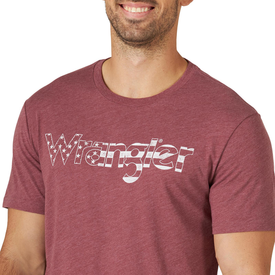 Wrangler® Men's American Flag Logo Burgundy Heather T-Shirt 112319278