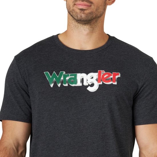 Wrangler® Men's Mexico Flag Logo Caviar Heather T-Shirt 112319281