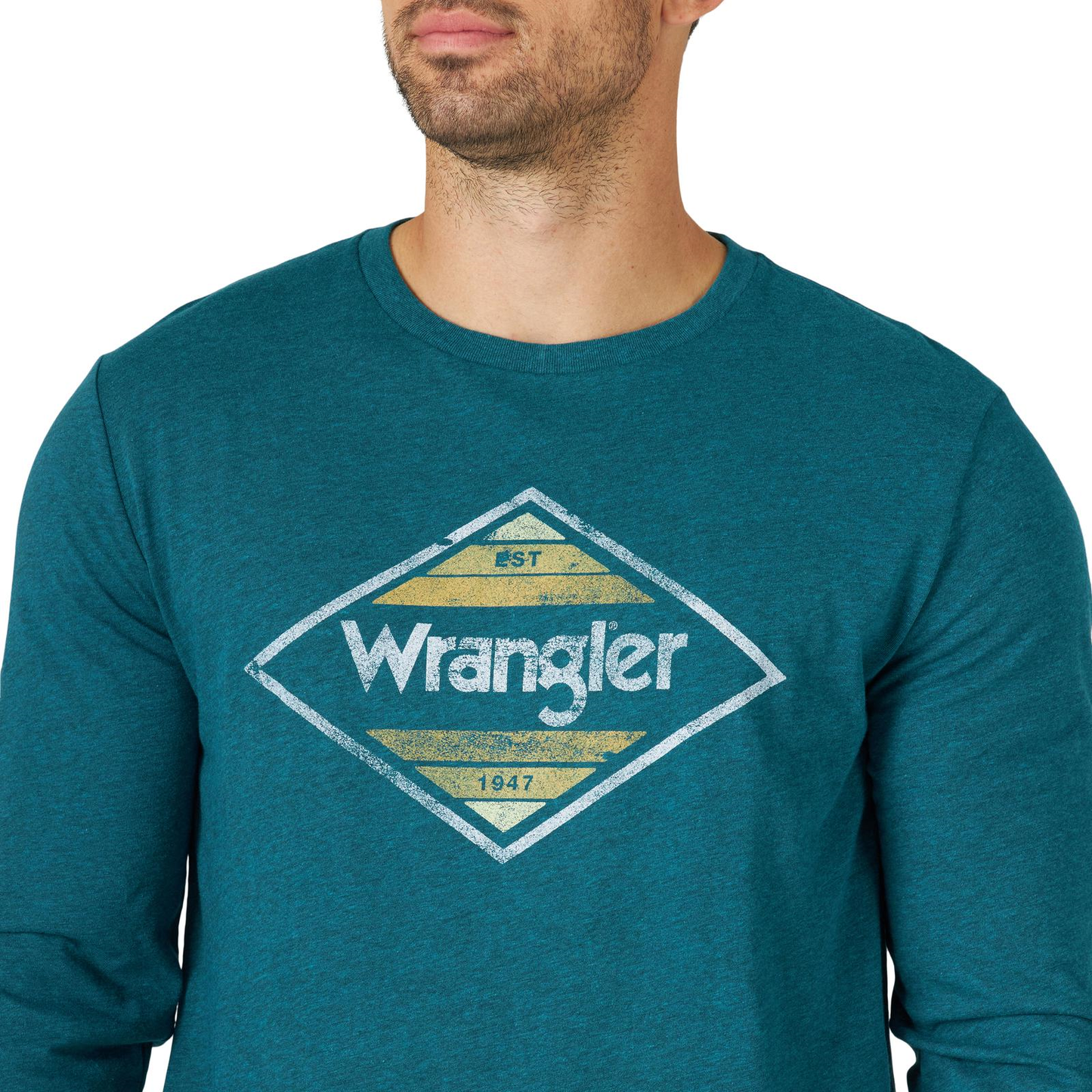 Wrangler® Men's Diamond Logo Cyan Pepper Heather T-Shirt 112319285