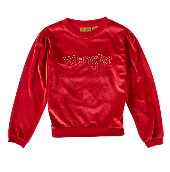 Wrangler® Girls Graphic Logo True Red Velvet Sweatshirt 112321699