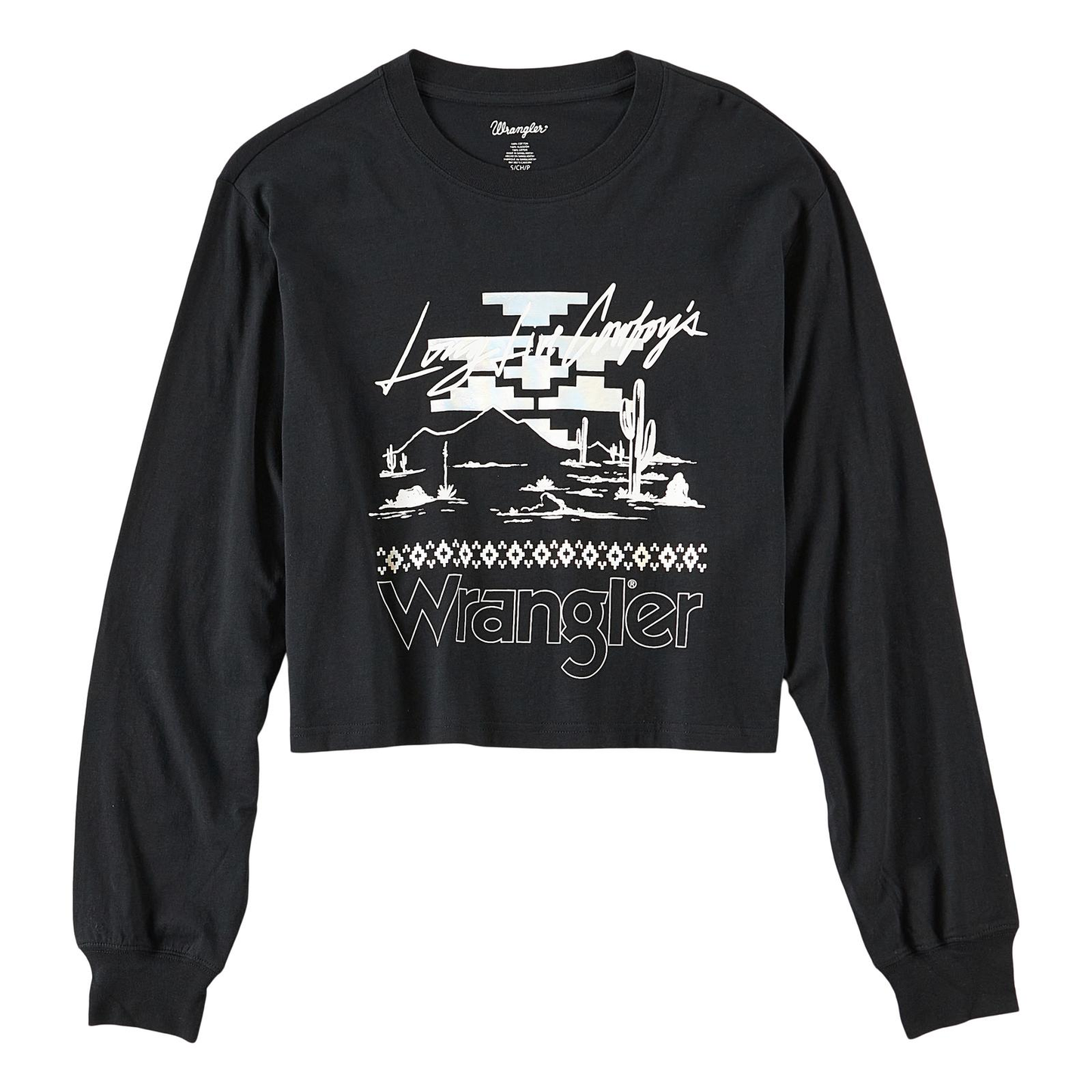 Wrangler® Ladies Long Live Cowboys Black Graphic Shirt 112321702
