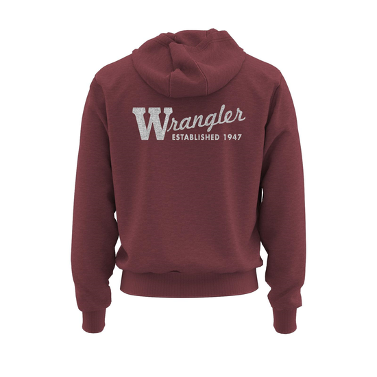 Wrangler® Men's MH Burgundy Heather Full Zip Hoodie 112324840