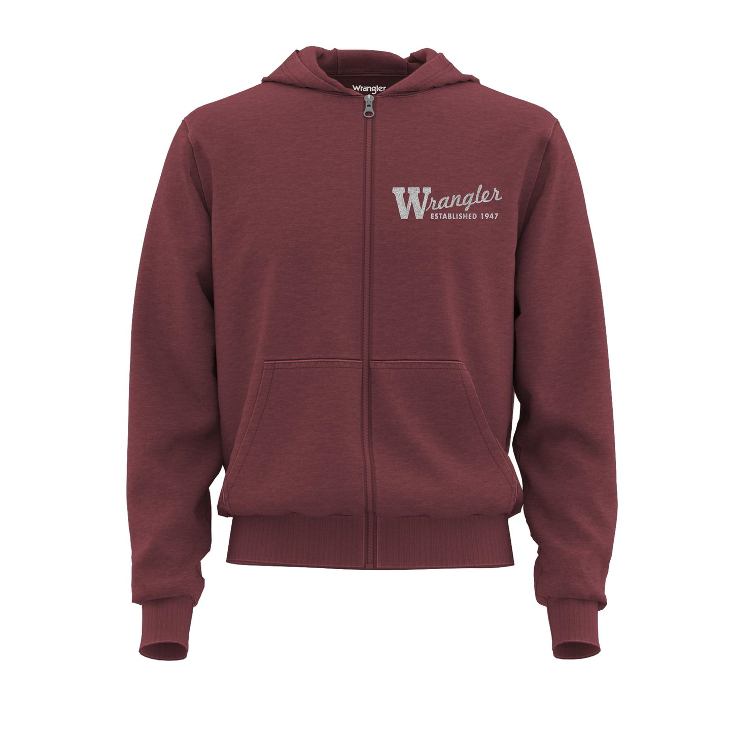 Wrangler® Men's MH Burgundy Heather Full Zip Hoodie 112324840