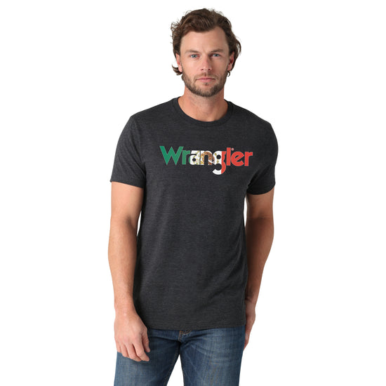 Wrangler® Men's Mexico Flag Logo Charcoal Grey T-shirt 112325775