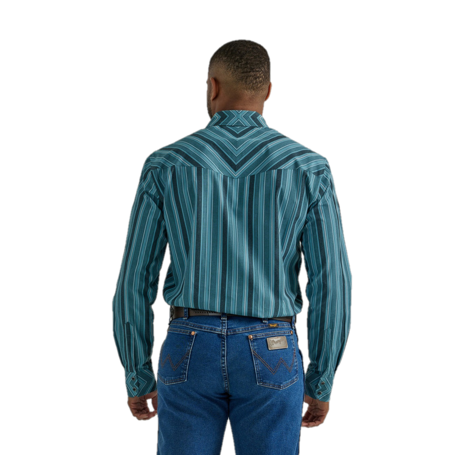 Wrangler® Men's Blue Stripes Classic Fit Button Down Shirt 2330368