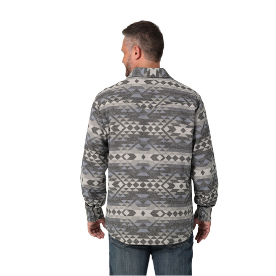 Wrangler Men's Retro Premium Jacquard Vintage Indigo Shirt Jacket 112330766