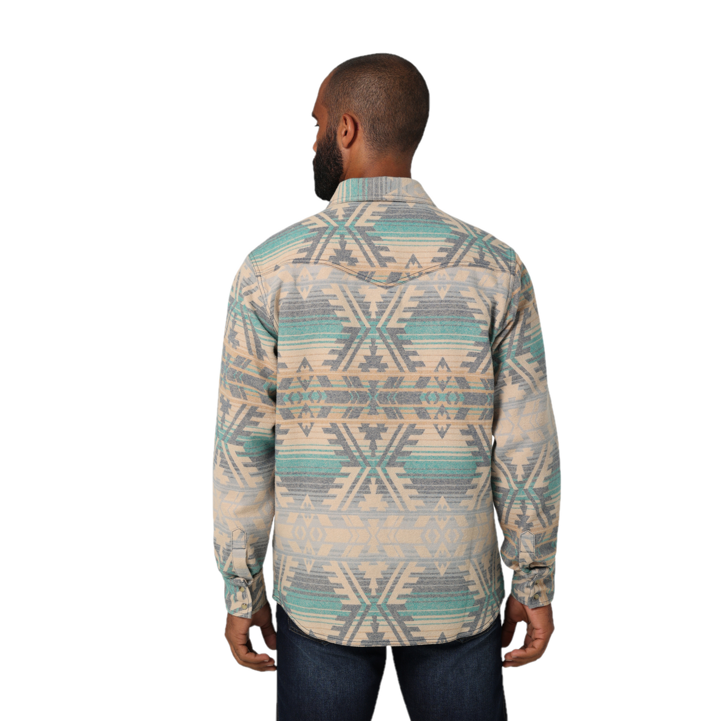 Wrangler Men's Retro Premium Jacquard Deep Lake Snap Shirt Jacket 112330767