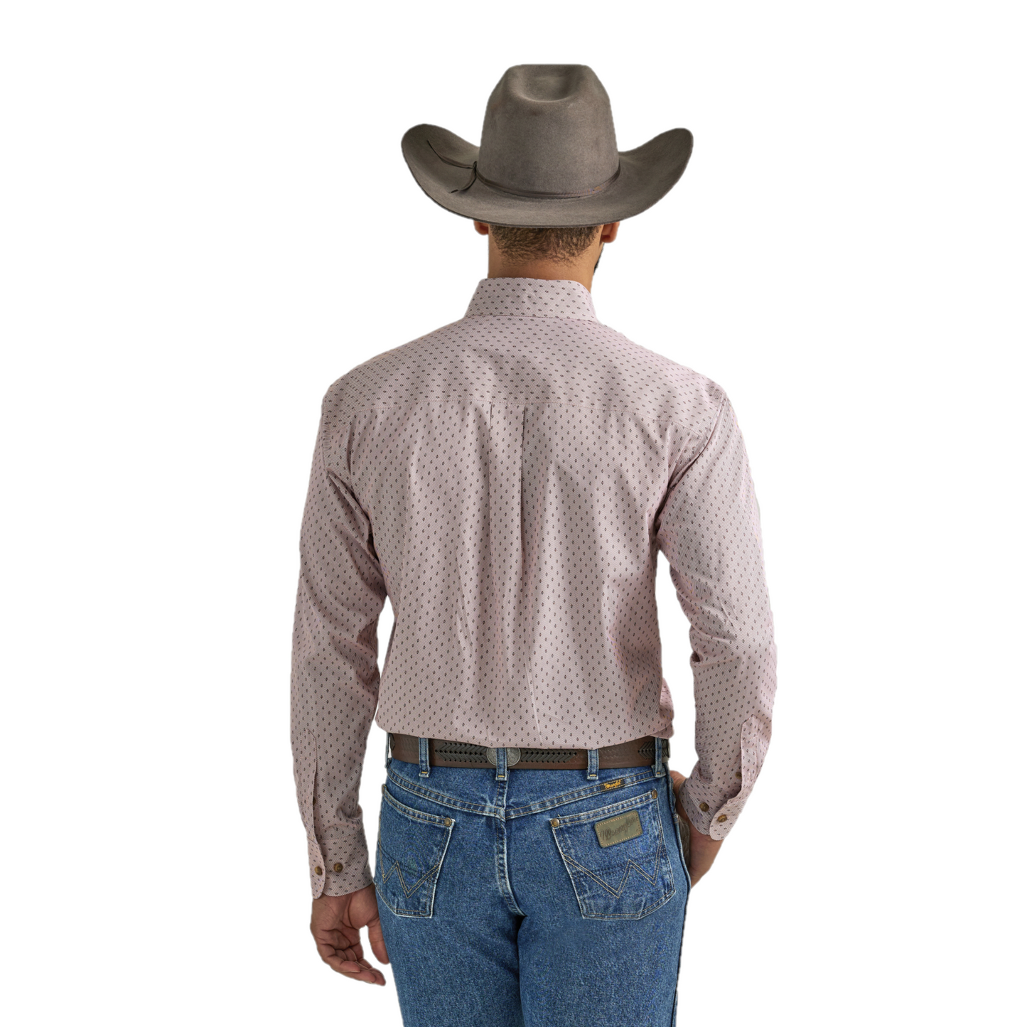 Wrangler Men's George Straight Peach Geometric Printed Button Down Shirt 2331734