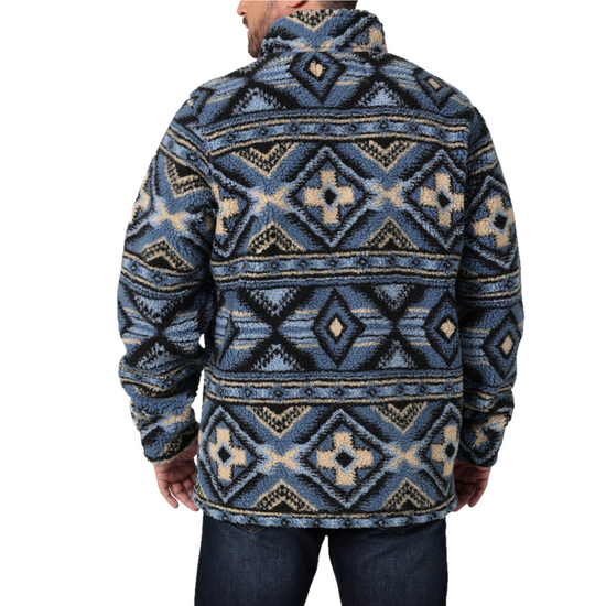 Wrangler Men's Heavyweight Quarter-Zip Water Blue Pullover Sherpa Jacket 112335745