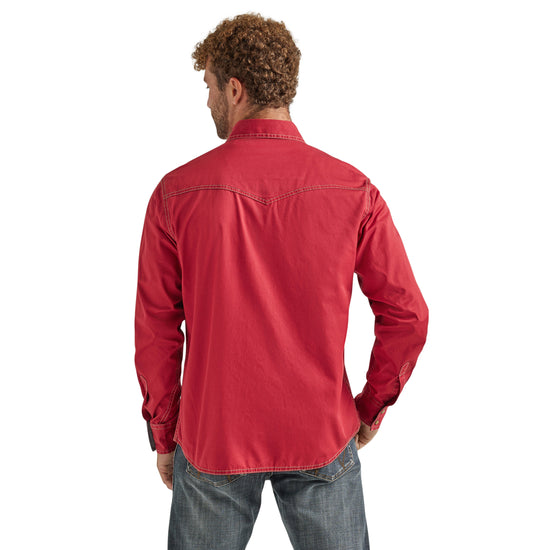 Wrangler Men's Retro Premium Plain Red Snap Shirt 112338147