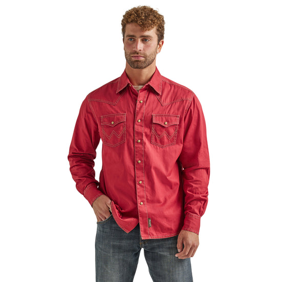 Wrangler Men's Retro Premium Plain Red Snap Shirt 112338147