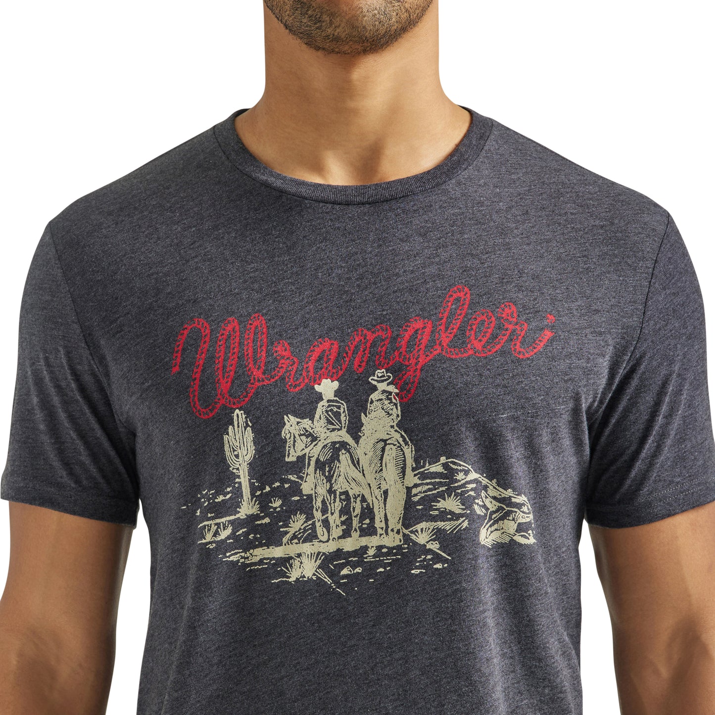 Wrangler Men's Western Cowboy Graphic Caviar Heather T-Shirt 112339557