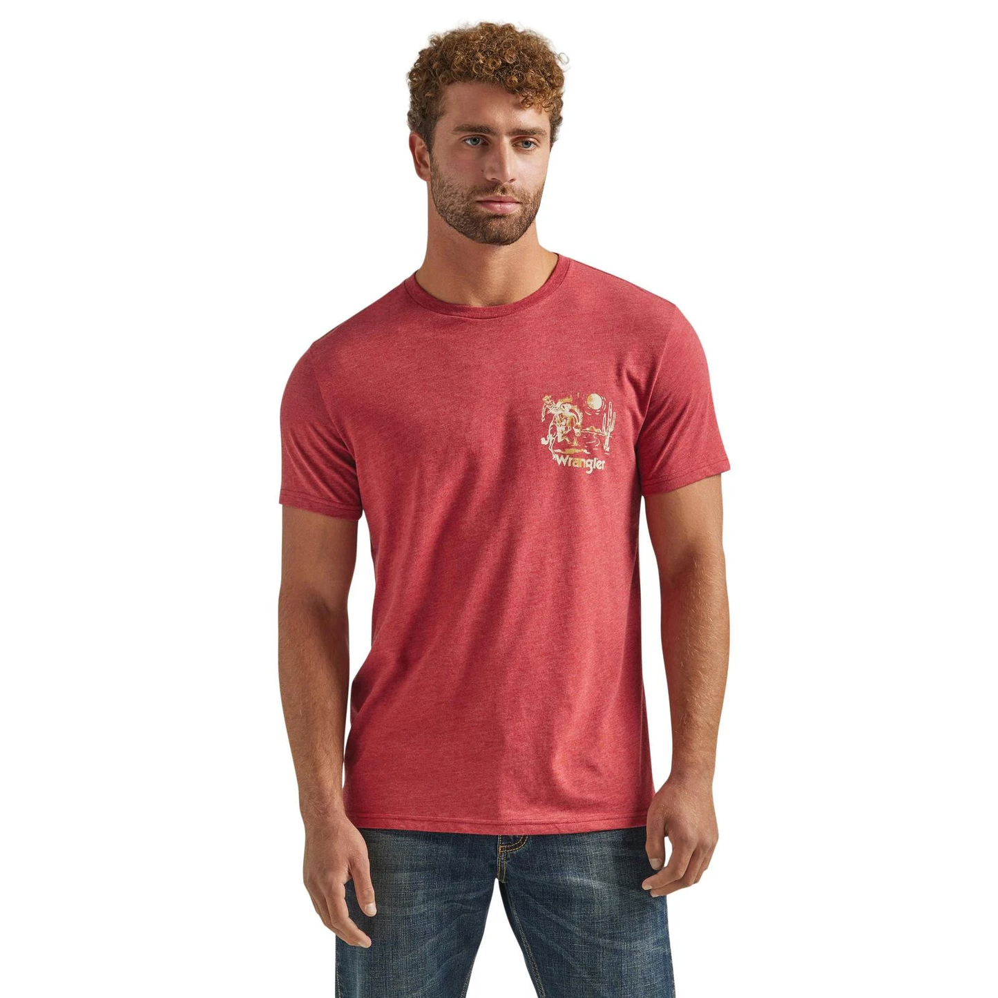 Wrangler Men's Desert Scenery Brick Red Heather Graphic T-Shirt 112339563