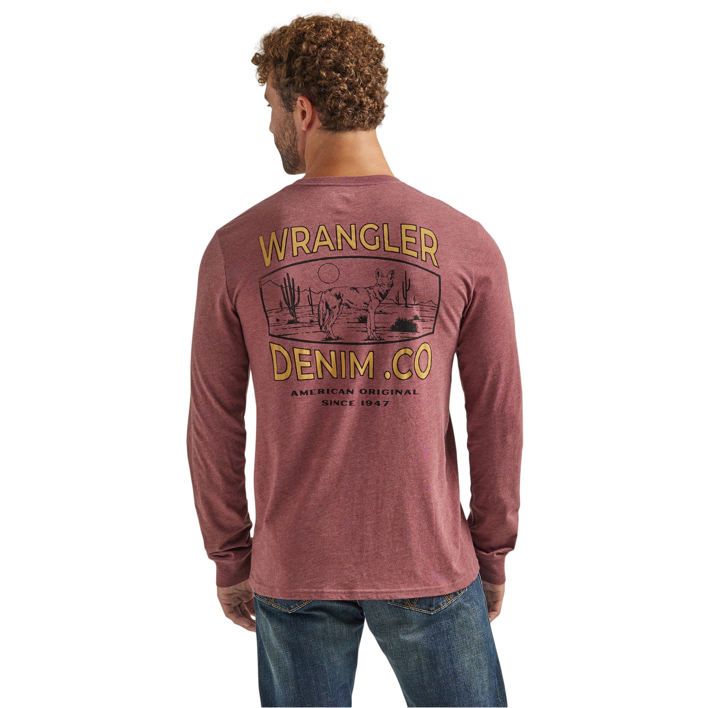 Wrangler Men's Western Burgundy Heather Long Sleeve T-Shirt 112339599
