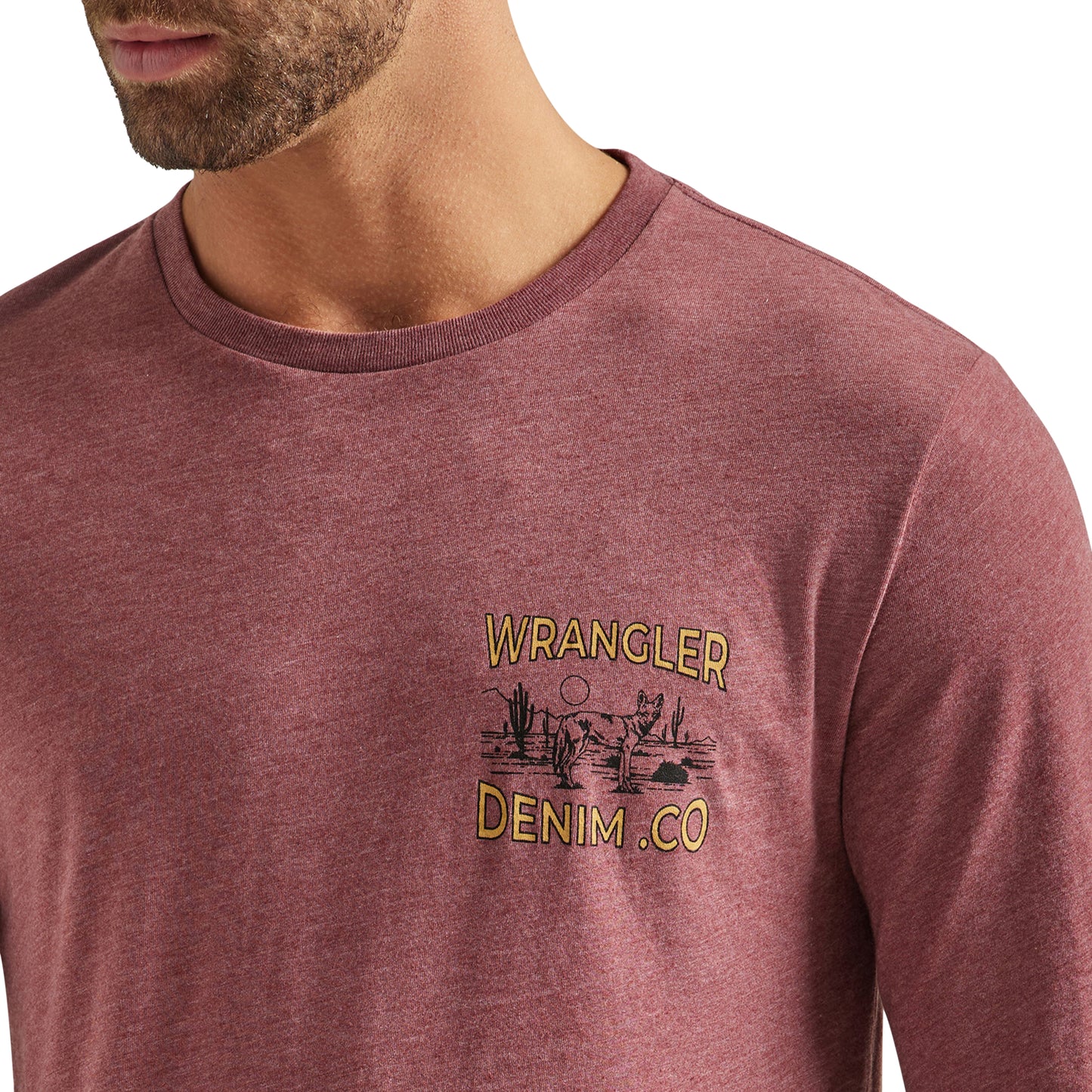 Wrangler Men's Western Burgundy Heather Long Sleeve T-Shirt 112339599