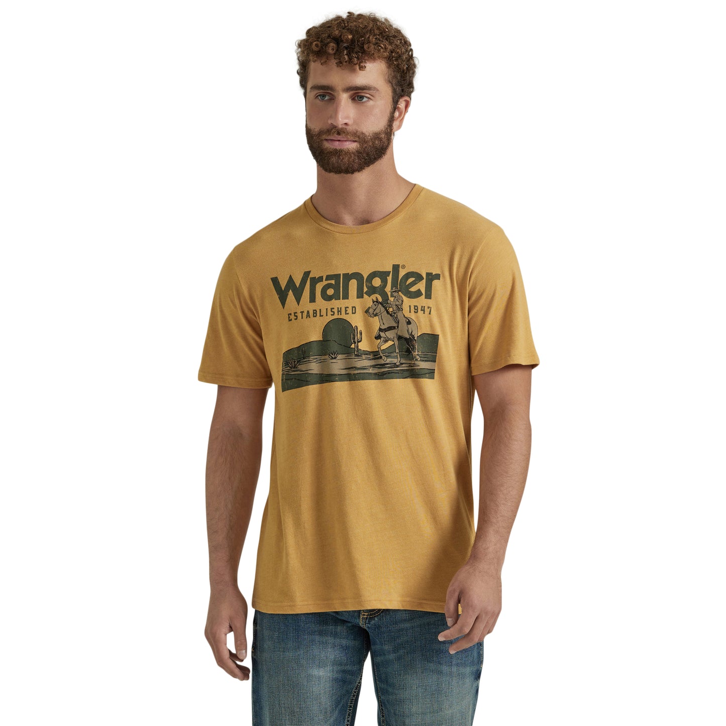 Wrangler Men's Pale Gold Established 1947 Logo T-Shirt 112347235