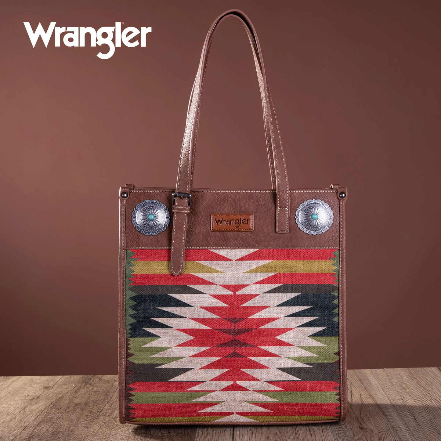 Wrangler Ladies Aztec Concealed Carry Brown Tote Bag WG52-G8317BR