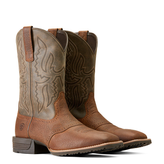Ariat Men's Hybrid Ranchway Earth Brown Square Toe Western Boots 10046987