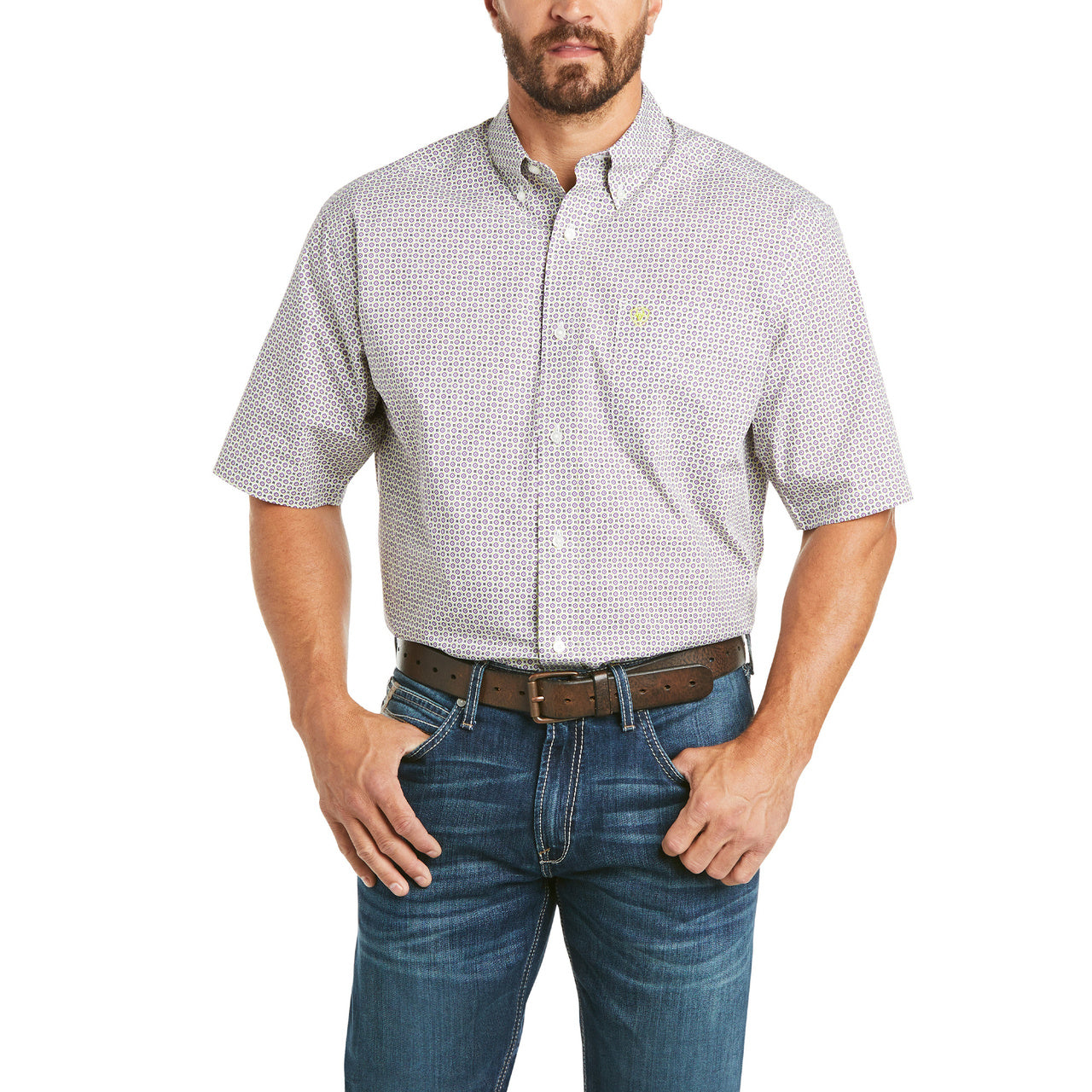 Load image into Gallery viewer, Ariat Men&amp;#39;s Castello Casual Series White Short Sleeve Shirt 10035034

