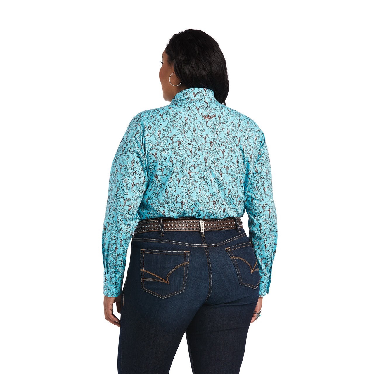 Ariat® Ladies Amazonite Bucking Bronc Print Button Down Shirt 10040582