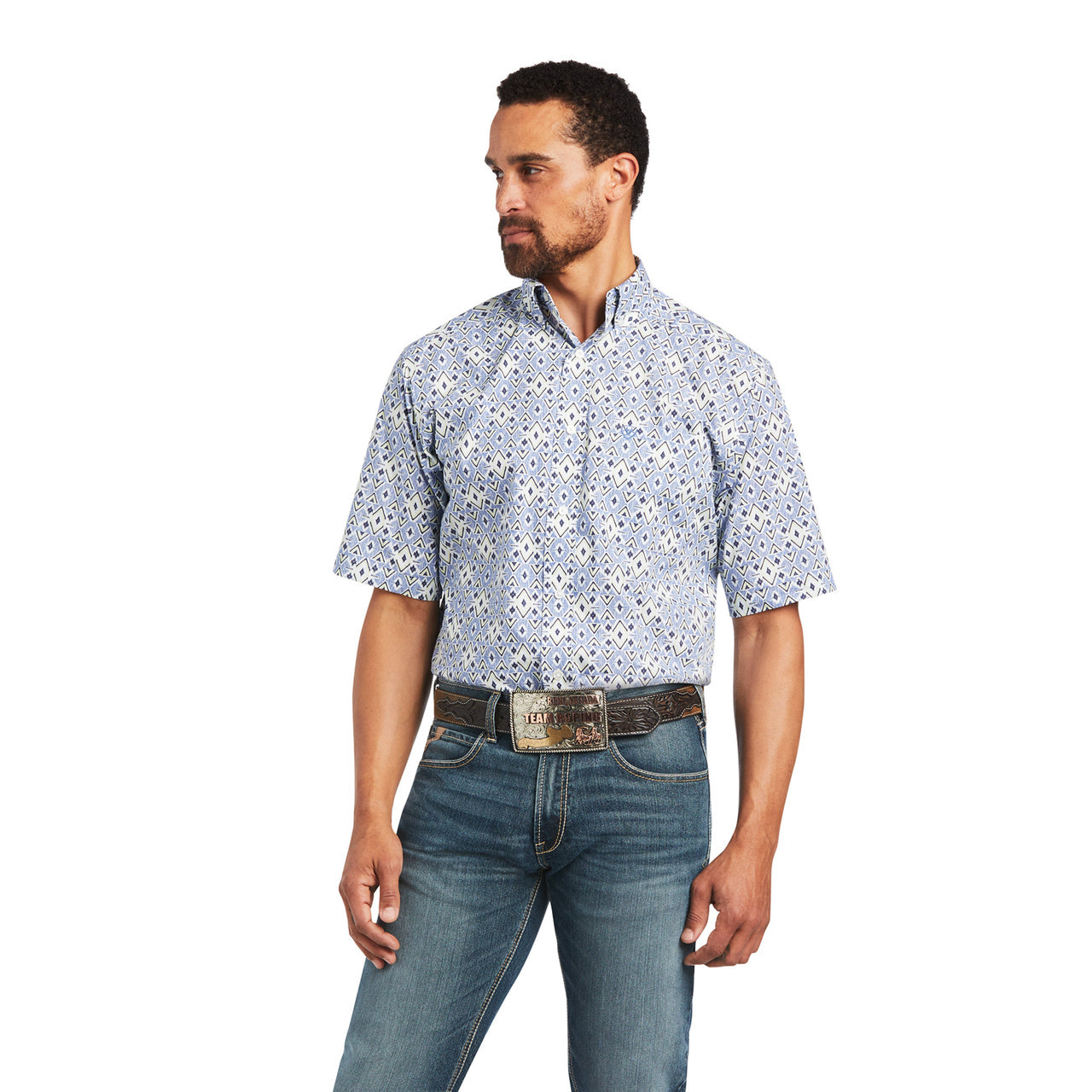 Ariat® Men's Isa Classic Short Sleeve Dutch Blue Shirt 10040692