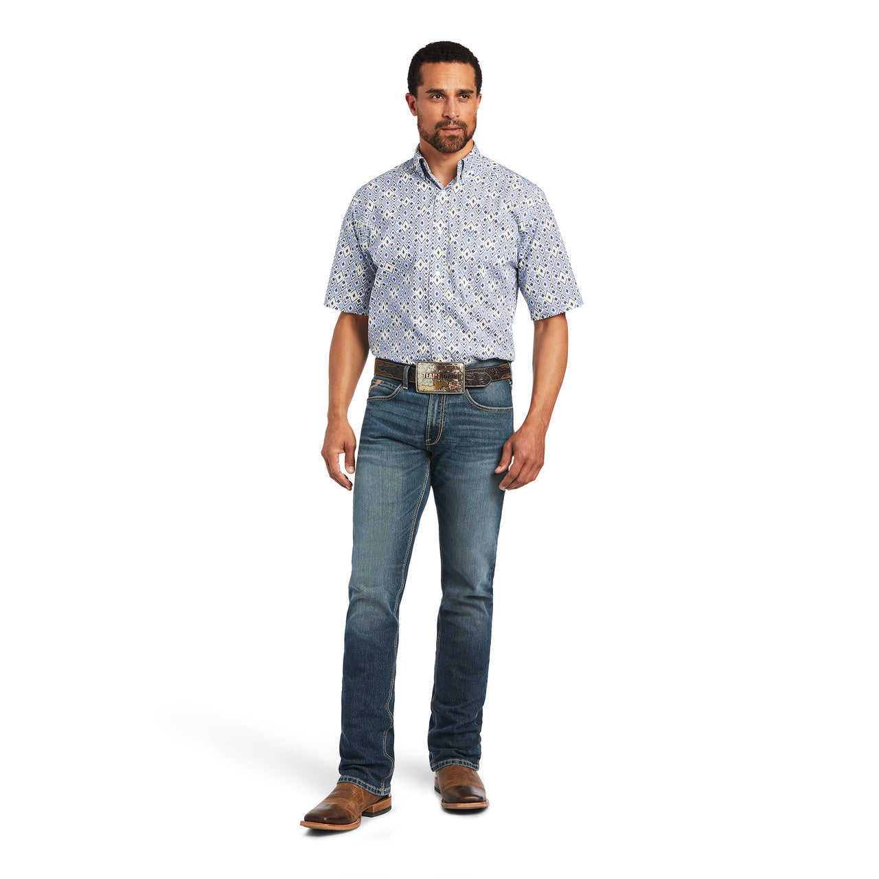 Ariat® Men's Isa Classic Short Sleeve Dutch Blue Shirt 10040692