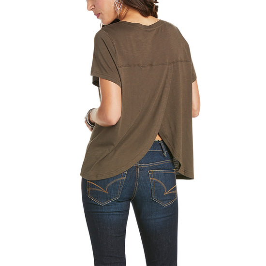 Load image into Gallery viewer, Ariat Ladies Dream Catcher Wellie Olive Tee Shirt 10034822
