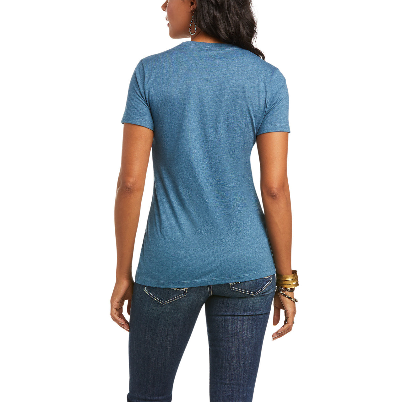 Load image into Gallery viewer, Ariat Ladies Country Vibes Steel Blue Heather Tee 10036636

