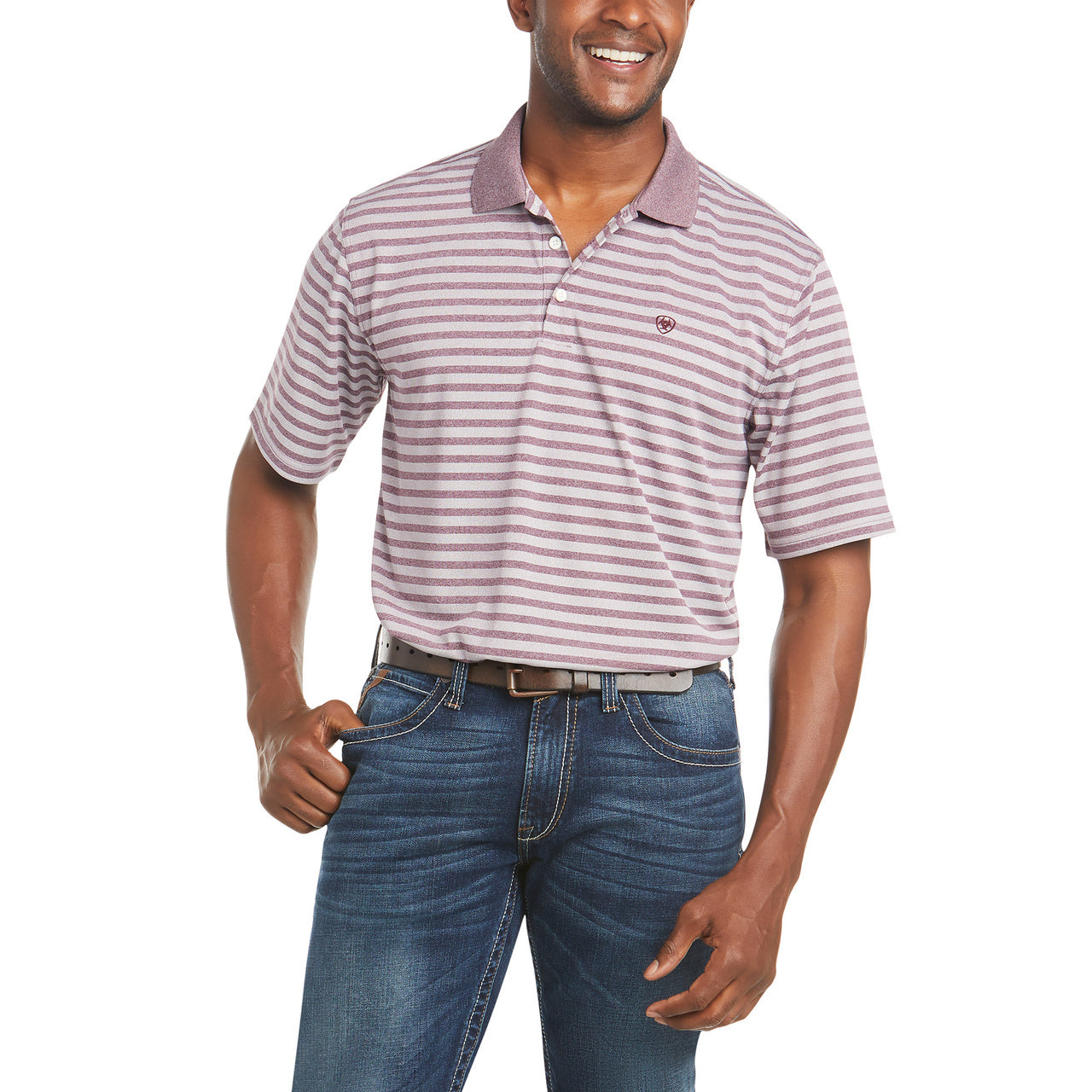 Ariat Men's Melange Stripe Malbec Polo Shirt 10035175