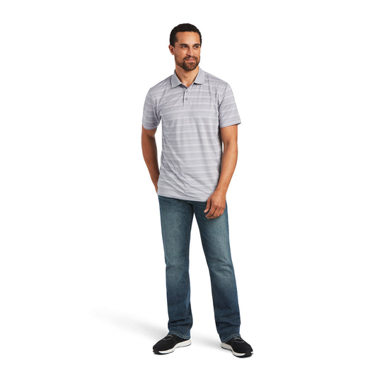 Ariat Men's Fitted Ombre Stripe Sleet Polo Shirt 10040608