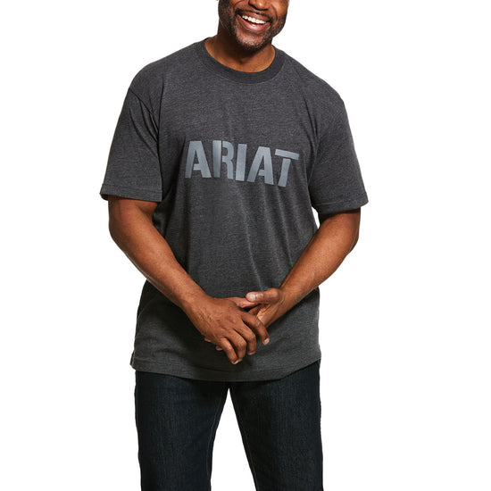 Ariat Men's Rebar Cottonstrong Block Logo Charcoal Shirt 10030291