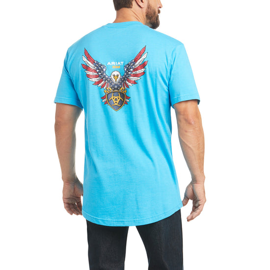 Ariat Men's Rebar Cotton Strong American Raptor Turq. T-Shirt 10035384