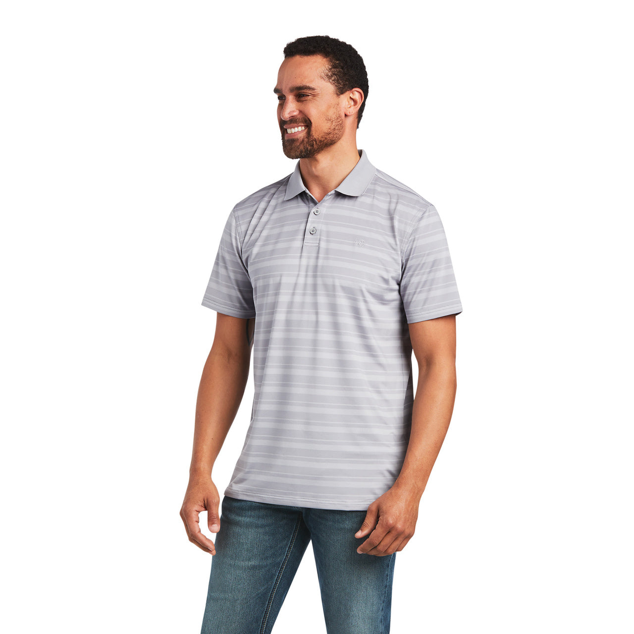 Ariat Men's Fitted Ombre Stripe Sleet Polo Shirt 10040608