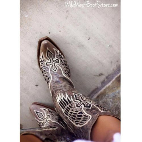 Corral Womens Brown/Black Wing and Cross Sequence Boots A1241 - Wild West Boot Store - 7