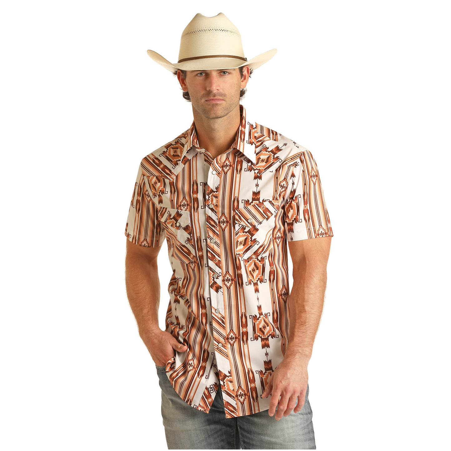 Rock & Roll Cowboy® Men's Digital Aztec Snap Down Shirt RRMS1SRZ7S-12