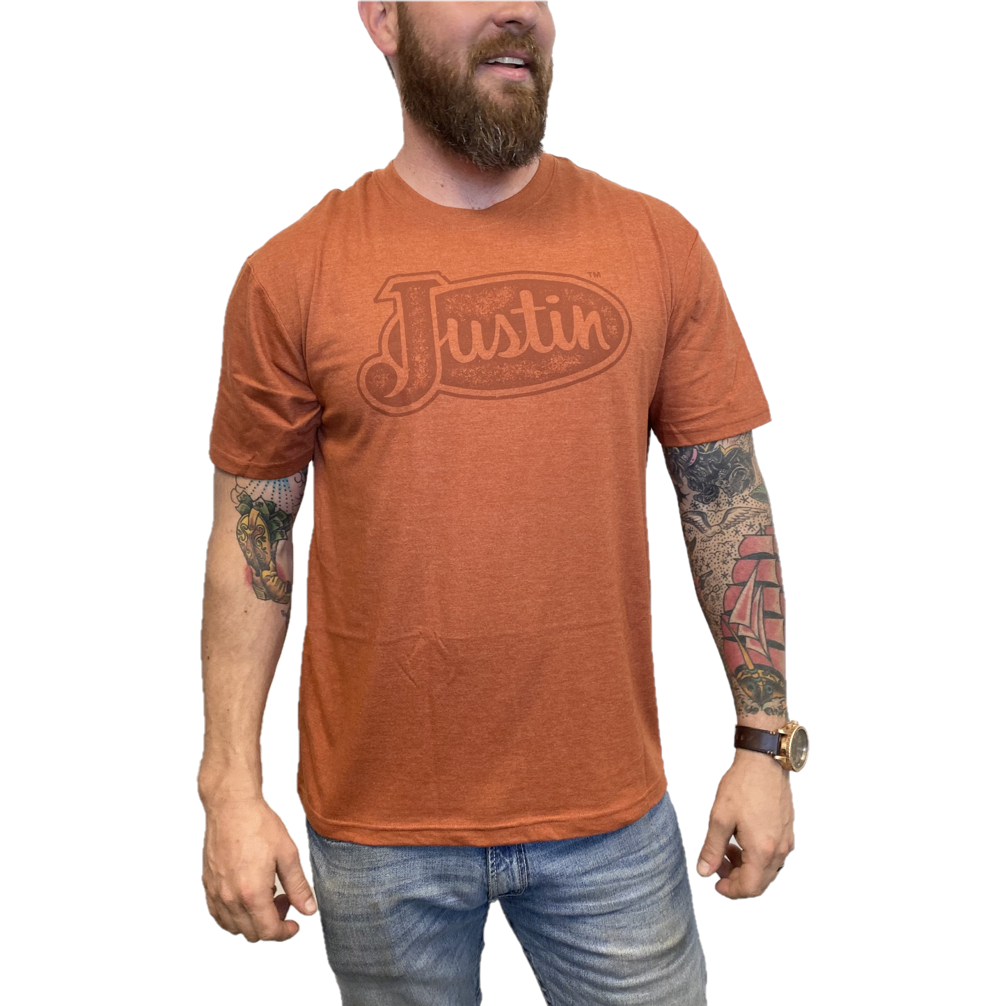 Justin Men's Logo Rust Heather Short Sleeve T-Shirt J-G3180