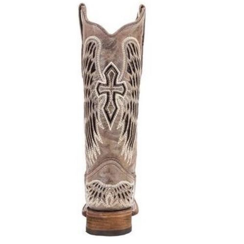 Corral Ladies Brown - Black Wing & Cross Sequence Square Toe Boots A1197 - Wild West Boot Store - 3