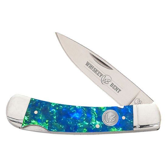Whiskey Bent Blue Green Opal Lockblade Pocket KnifeWB13-01