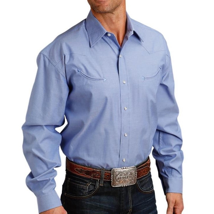 Stetson Men's Blue Smile Pockets Snap Button Shirt 11-001-0465-0023 BU