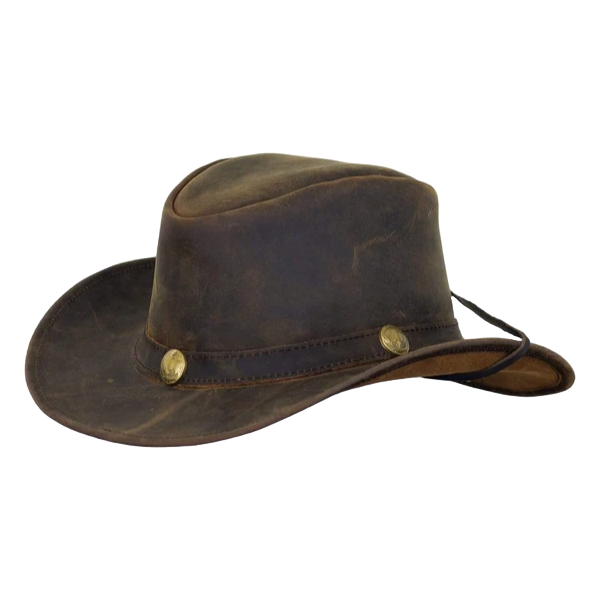 Outback Trading Cheyenne Golden Buffalo Medallion Brown Leather Hat 13006-BRN