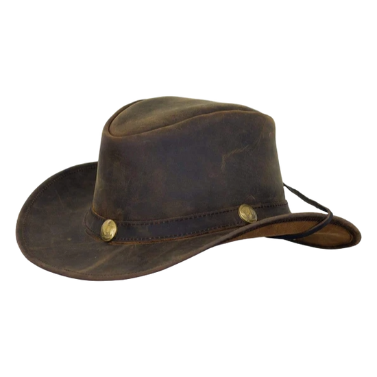 Outback Trading Cheyenne Golden Buffalo Medallion Brown Leather Hat 13006-BRN
