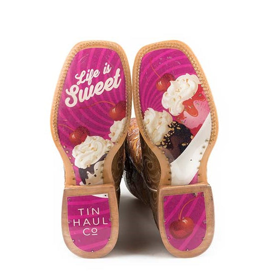 Load image into Gallery viewer, Tin Haul Ladies Life Is Sweet Brown Embroidered Boots 14-021-0077-1382
