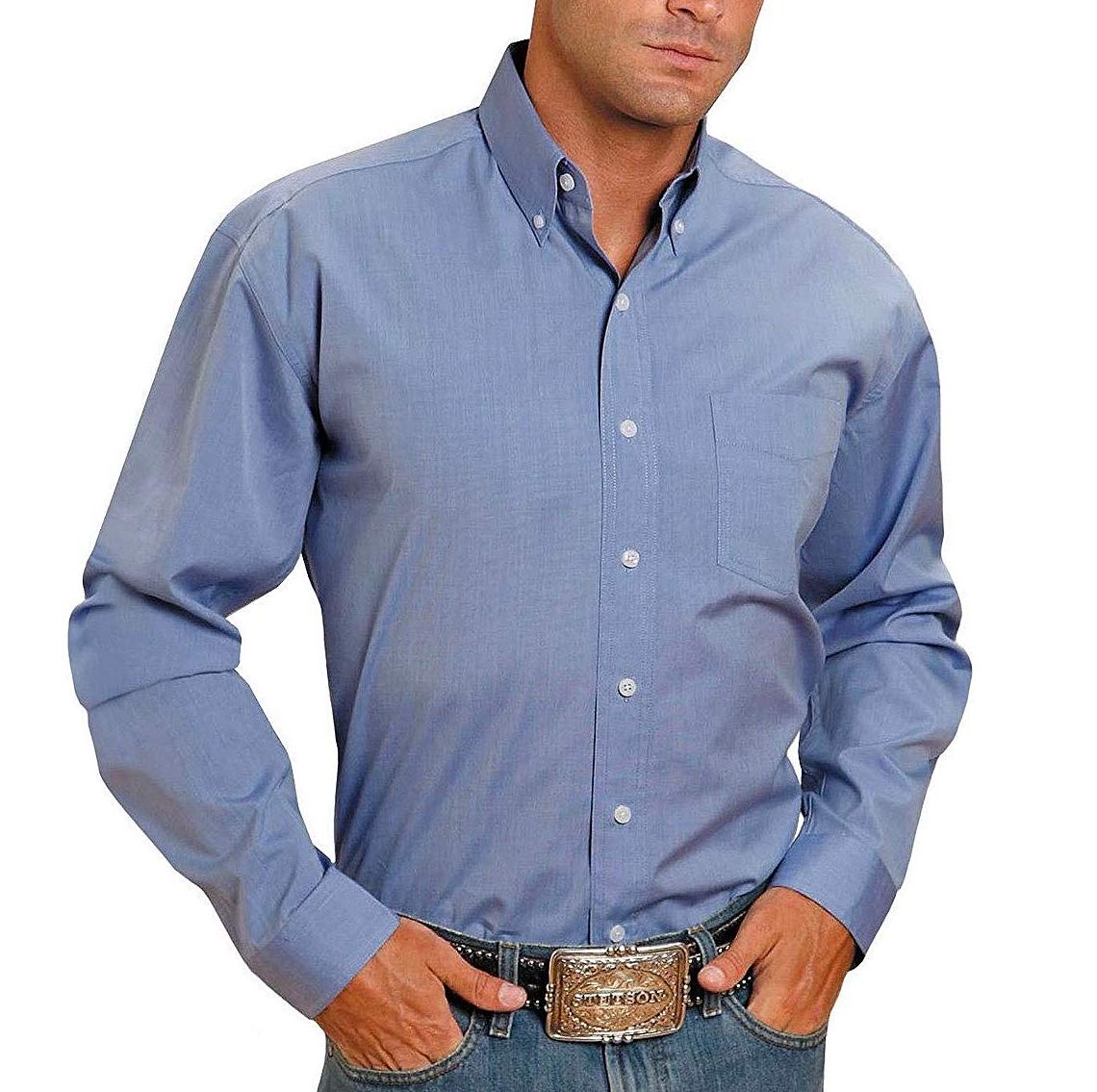 Stetson Men's Light Blue Solid Button Up Shirt 11-001-0566-0041 BU
