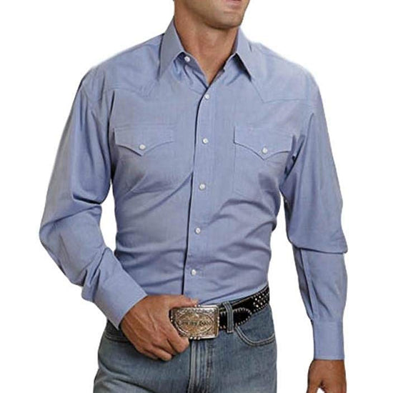 Stetson Men's Light Blue Solid Snap Button Shirt 11-001-0465-0041 BU